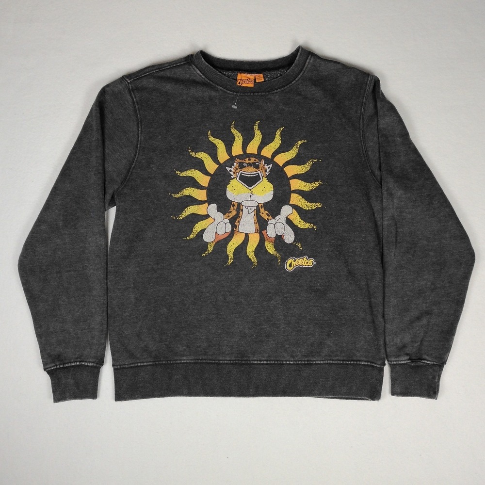 Cheetos Chester Cheetah Graphic Sweatshirt Mens Medium Acid Wash Mad Engine Gray